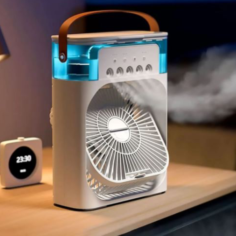 Ventilador climatizador con pulverizador portátil