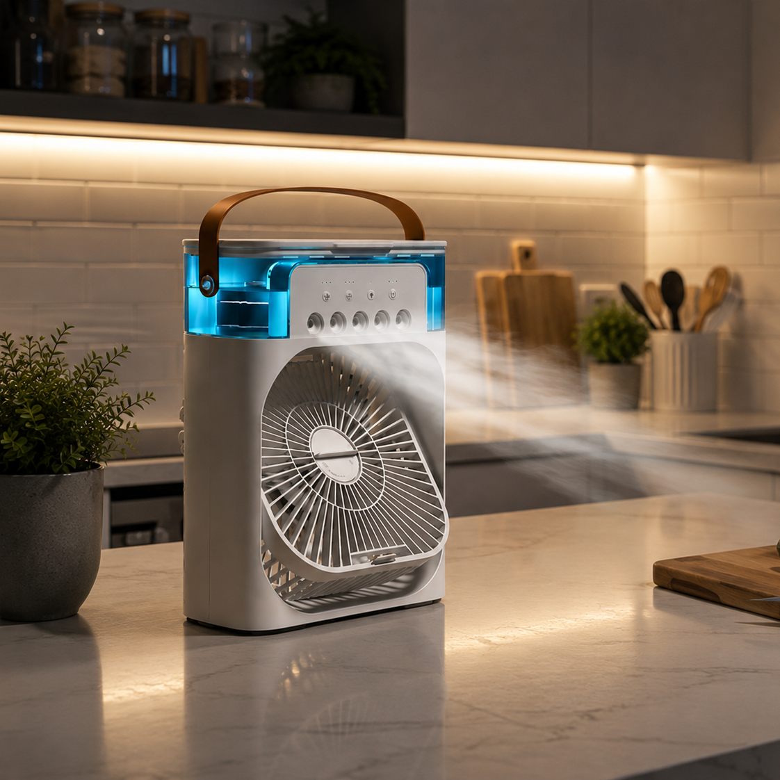 Ventilador climatizador con pulverizador portátil