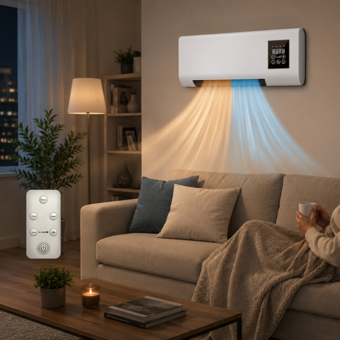 Ventilador y calefactor de pared 1800W